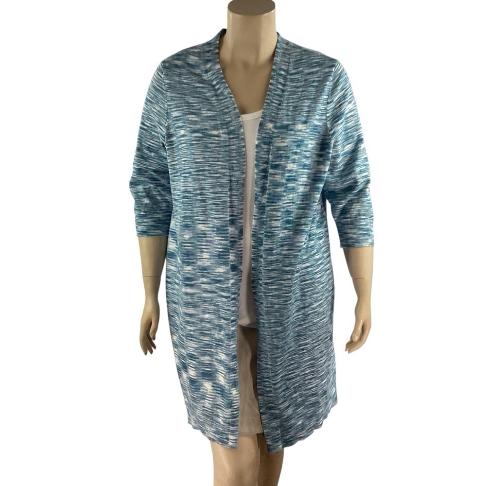 Lane Bryant Space Dye Open Front Cardigan Blue White Size 18/20